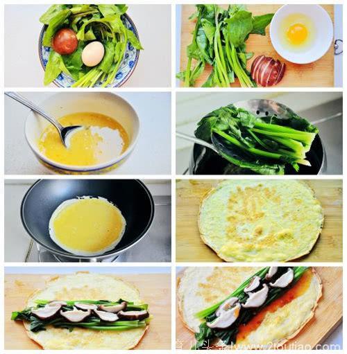 儿童健康早餐食谱：香菇菠菜蛋卷的做法