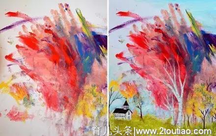 2岁女儿的「鬼画符」被大触妈妈变成美丽画作，太甜，甜，甜~~