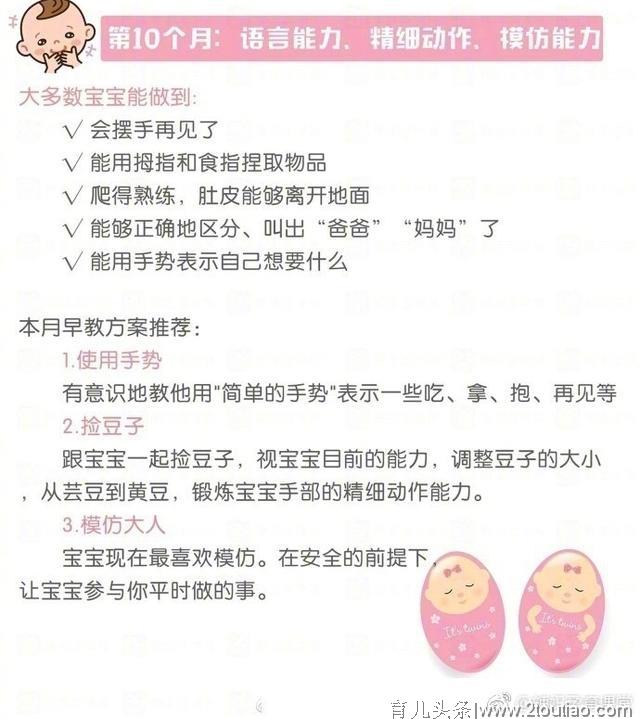 1—10月龄宝宝动作能力及早教方案，快来帮宝宝对照看看吧！