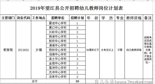 2019年望江县公开招聘幼儿教师公告