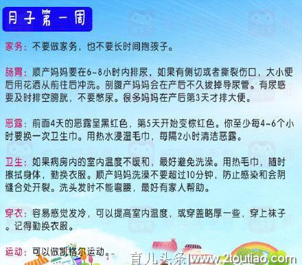 金牌月嫂：最新最全的产后6周月子护理大全，很实用！收藏一下吧